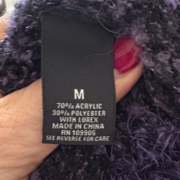 Y2K DRESS BARN Purple Boucle knit cardigan, #faux fur trim #EXCELLENT FAST SHIP! - Picture 8 of 9